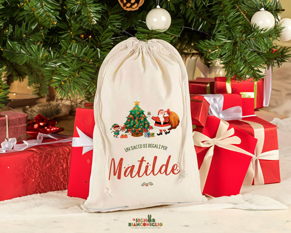 Sacco di Babbo Natale personalizzato Un sacco di regali- Idea