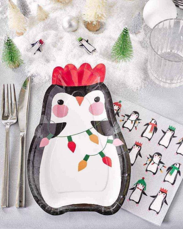 Il Signor Bianconiglio |  Apparecchiatura di Natale Decorazioni Tavola Pinguini