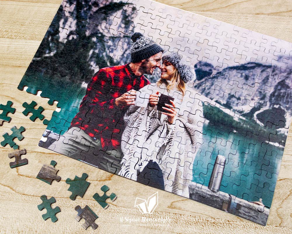 Puzzle in legno con foto e Scatola personalizzata Love