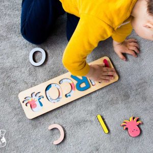 Il Signor Bianconiglio |  Decorazioni cameretta Nome Puzzle in legno per bambini Mare