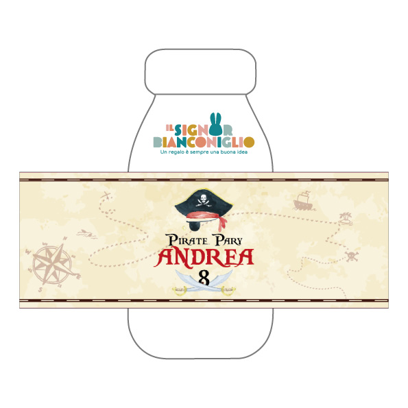 Il Signor Bianconiglio |  Etichette Confezione 10 Etichette per succhi Pirati