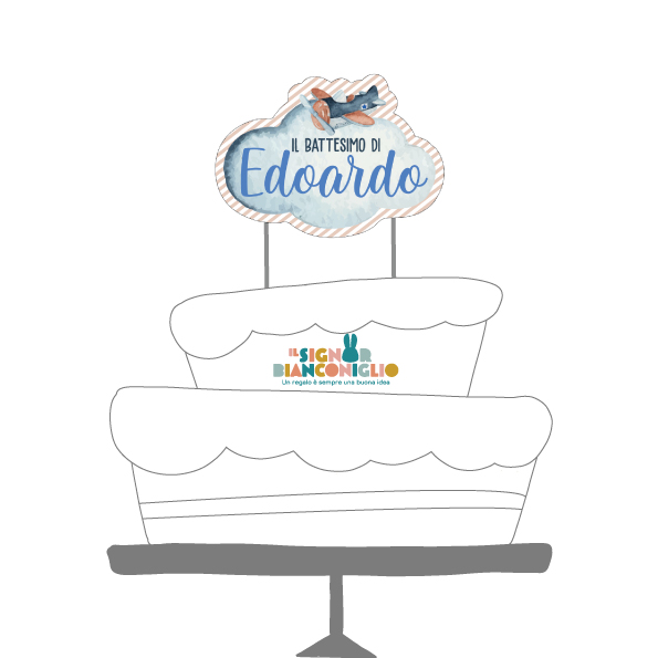 Il Signor Bianconiglio |  Cake topper Battesimo e Cerimonia Cake topper Nuvole e Aereo
