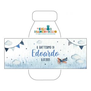 Il Signor Bianconiglio |  Etichette Battesimo e Cerimonia Confezione 10 Etichette per succhi Nuvole e Aereo