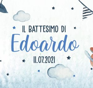 Il Signor Bianconiglio |  Backdrop Battesimo e Cerimonia Backdrop Nuvole e Aereo