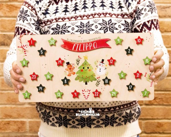 Il Signor Bianconiglio |  Calendario dell'avvento Calendario dell’avvento Natale personalizzato con Nome