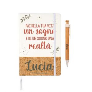 Notebook BIANCO e penna di Natale personalizzati con nome e dedica