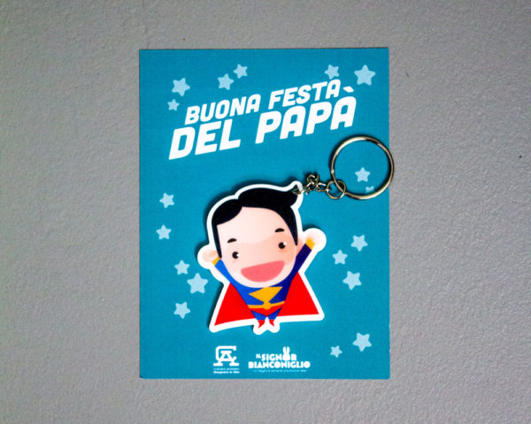 Il Signor Bianconiglio |  Festa del papà Portachiavi SuperPapà – Idea Regalo festa del papà