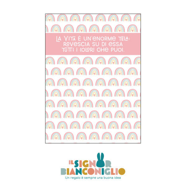 Il Signor Bianconiglio |  Bomboniere originali e personalizzate Confezione 5 Calamite in legno con cartoncino Arcobaleno nome – Bomboniera segnaposto battesimo