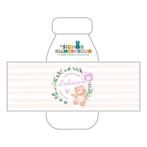 Il Signor Bianconiglio |  Etichette Battesimo e Cerimonia Confezione 10 Etichette per succhi Orsetto Rosa
