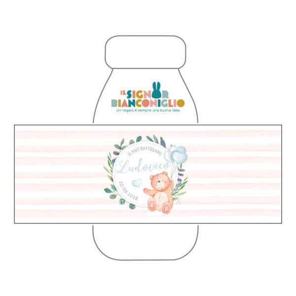 Il Signor Bianconiglio |  Etichette Battesimo e Cerimonia Confezione 10 Etichette per succhi Orsetto Celeste
