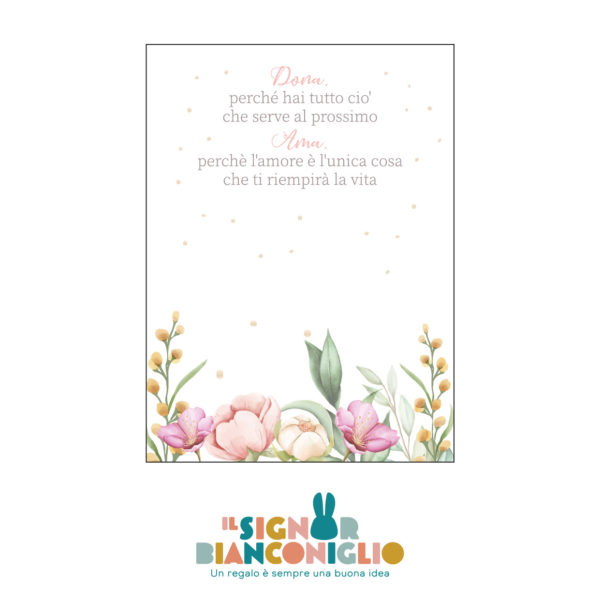 Il Signor Bianconiglio |  Bomboniere Battesimo e Cerimonia n.5 Portachiavi in legno con cartoncino Romantico – Bomboniera segnaposto battesimo
