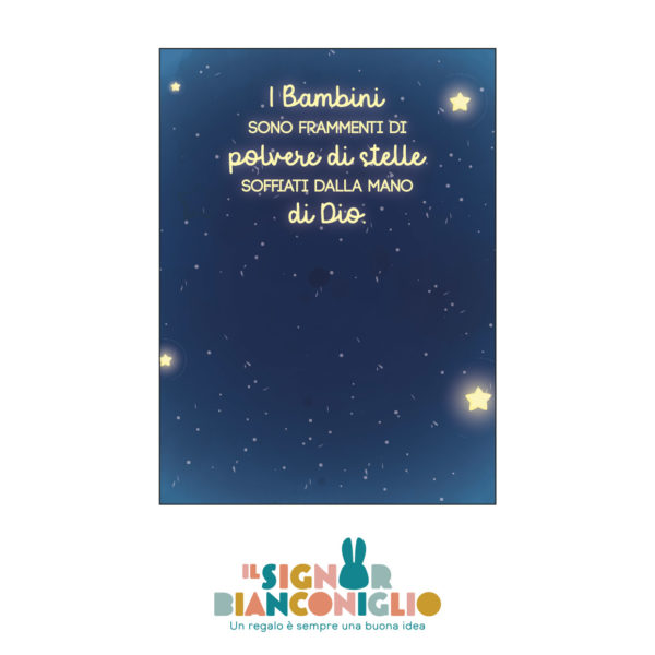 Il Signor Bianconiglio |  Bomboniera / Ricordino Battesimi e Cerimonie Portachiavi in legno con cartoncino Stelle – Bomboniera segnaposto battesimo