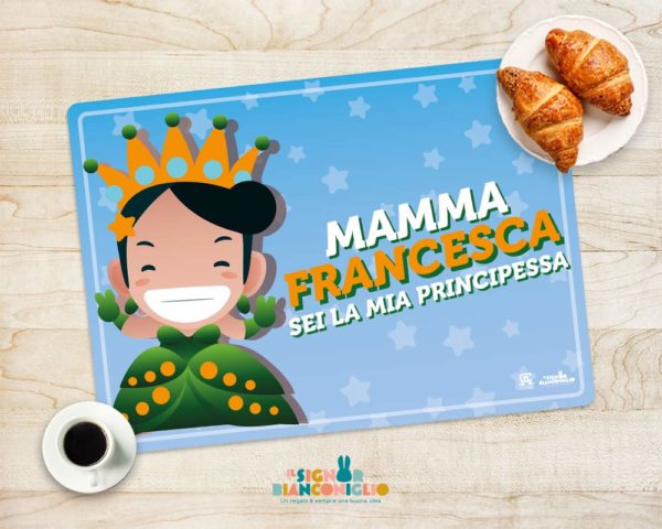 tovaglietta principessa mora personalizzata con nome mamma - Idea Regalo Mamma Festa della mamma