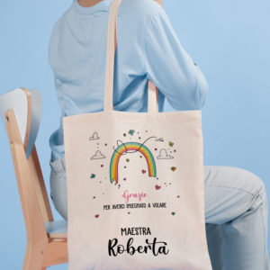 Borsa Shopper Maestra personalizzata arcobaleno- Idea regalo maestre