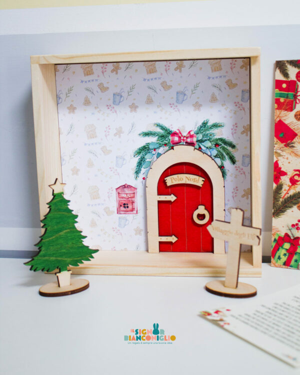 Porta dell'Elfo di Natale con scatola in legno personalizzata idea regalo natale per bambini