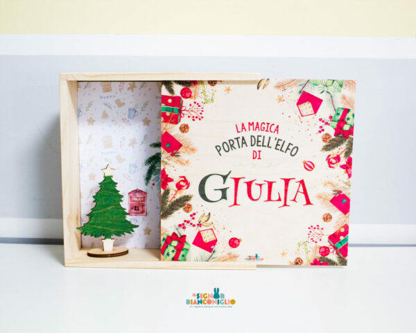 Il Signor Bianconiglio |  Categoria Porta dell’Elfo di Natale con scatola in legno personalizzata