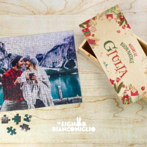 Puzzle in legno con foto e Scatola personalizzata Natale idee regalo natale