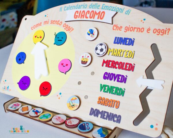 Il Signor Bianconiglio |  Bambini Calendario delle Emozioni personalizzato con Nome – idea regalo bambini
