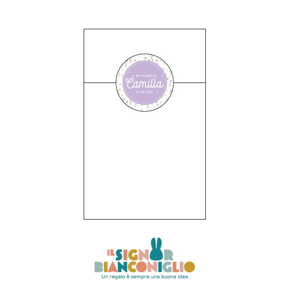 Il Signor Bianconiglio |  Fiori di Campo 20 Sacchetti in carta bianchi per confetti con adesivo chiusura personalizzato – tema Fiori di Campo