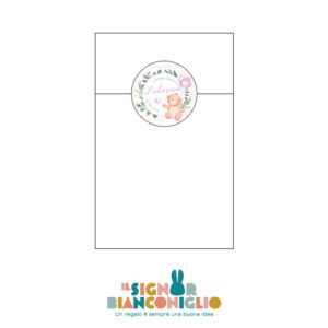 Il Signor Bianconiglio |  Orsetto Rosa 20 Sacchetti in carta bianchi per confetti con adesivo chiusura personalizzato – tema Orsetto Rosa
