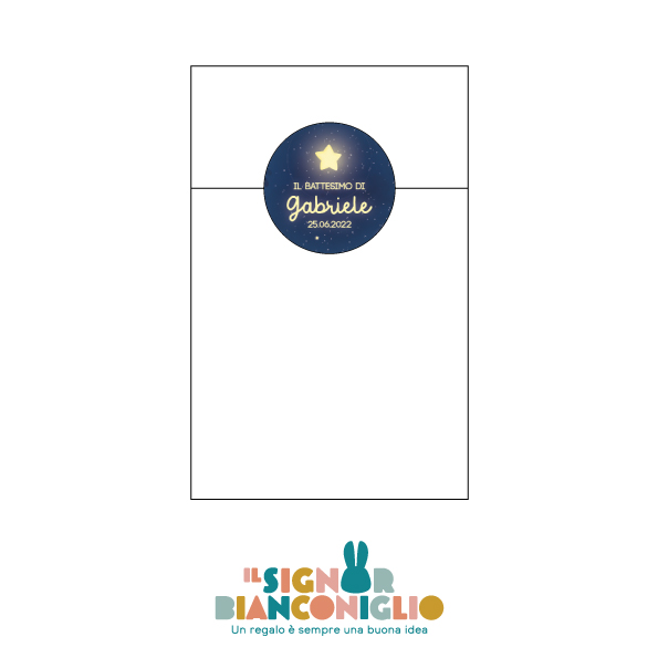 Il Signor Bianconiglio |  Arcobaleno 20 Sacchetti in carta bianchi per confetti con adesivo chiusura personalizzato – tema Stelle