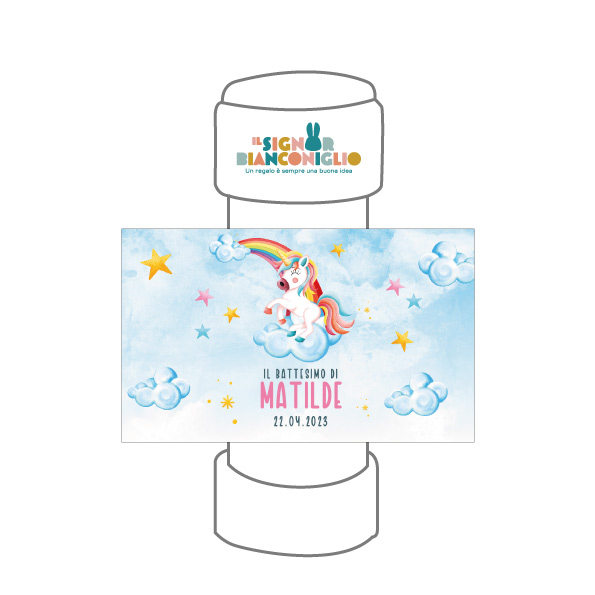 Il Signor Bianconiglio |  Etichette Battesimo e Cerimonia Confezione 10 Etichette bolle di sapone UNICORNO