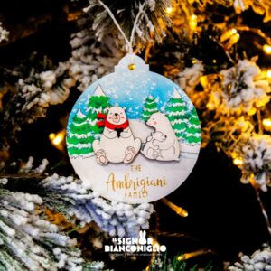 Pallina di Natale famiglia orsi personalizzata con nomi - Idea regalo Natale