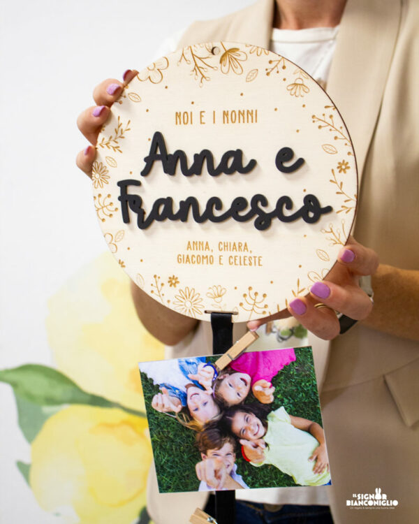 Cerchio Portafoto personalizzato con nomi - Idea Regalo Festa dei Nonni
