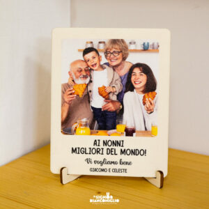Targhetta Polaroid in legno con Foto e Dedica - Idea Regalo Festa dei Nonni