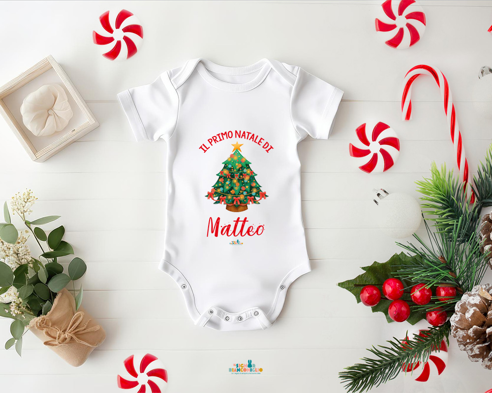 Body neonato Il mio Primo Natale Albero personalizzato con nome