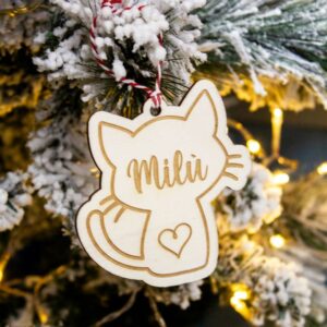 Pallina di Natale personalizzata con nome Gatto - idea regalo Natale animali